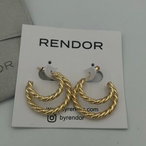 Rendor Victoria braided double hoop earrings in 14k yellow gold-plated